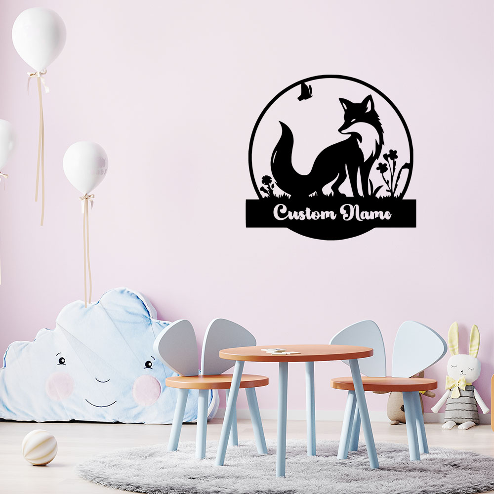 Home Decor Sticker - 1PC Fashion Fox Aanpasbare Naam Vinyl