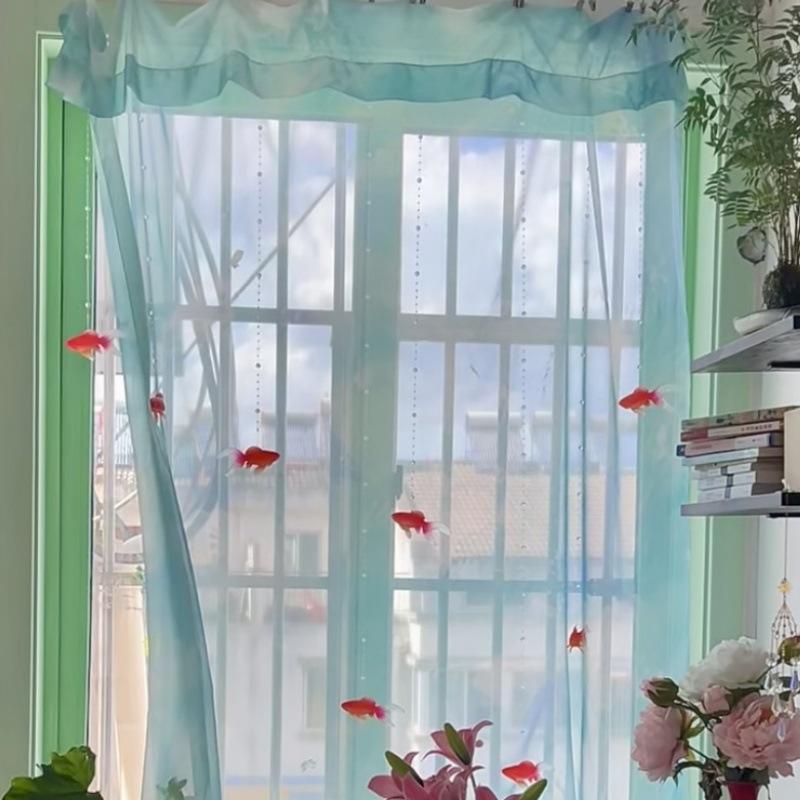 Home Decor Wall Panels - Lichtblauw effen transparant voile raamgordijn, lichtfilterend,
