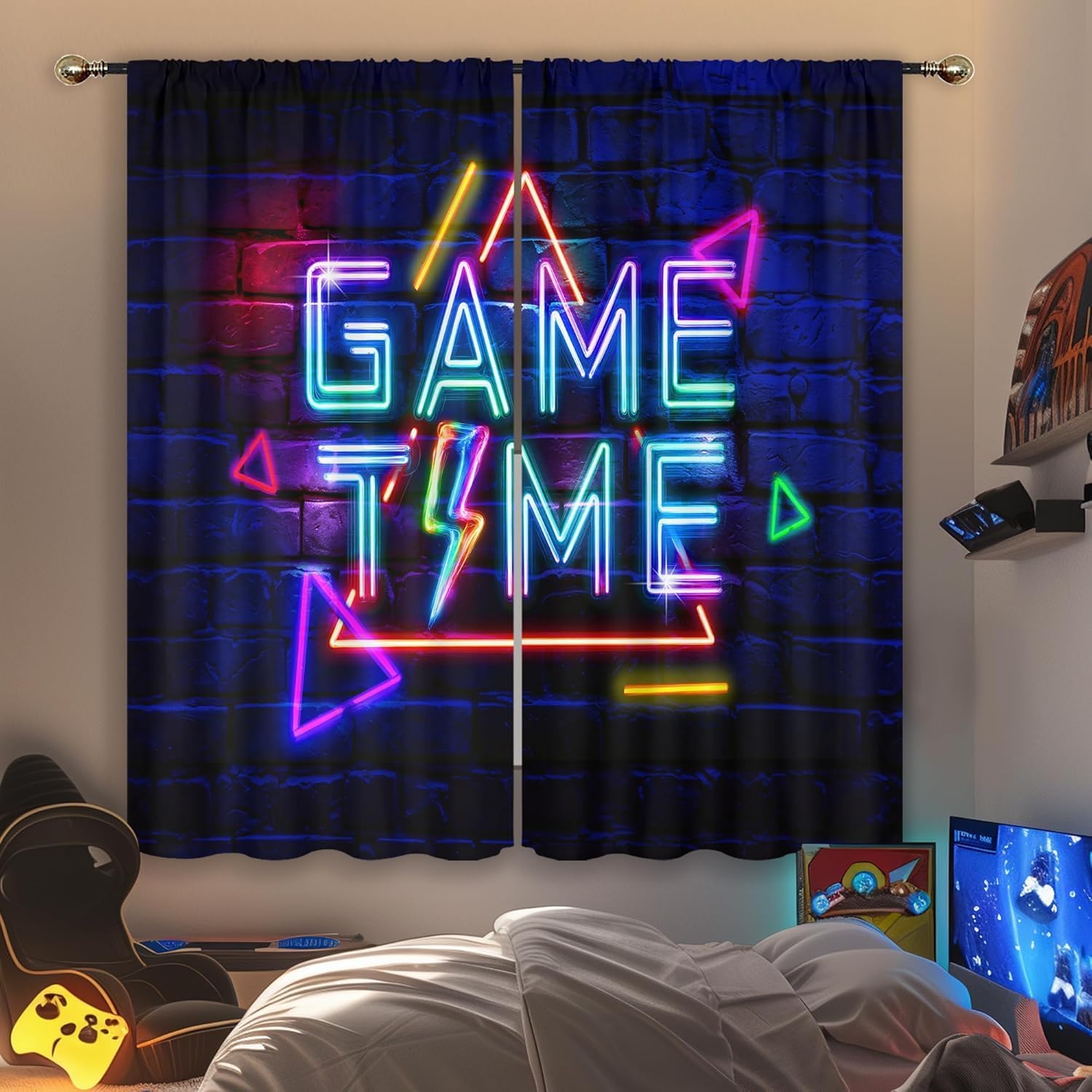 Home Decor Youtube Videos - Kinder Neon Gaming Gordijnen voor Jongenskamer,