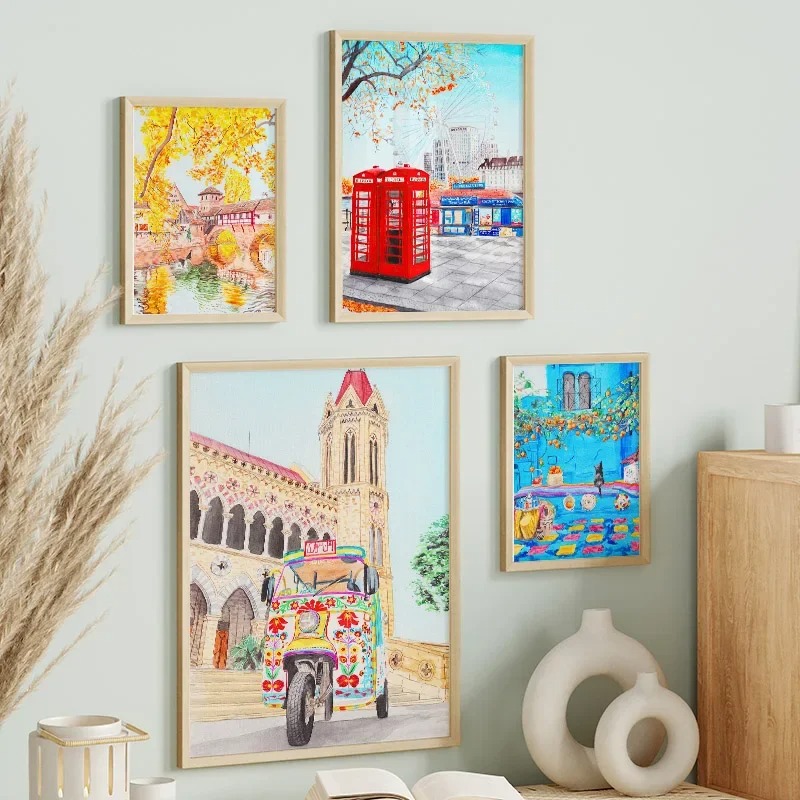 Home Decor Karachi - Kleurrijke Londen Karachi Cityscape Travel Gift