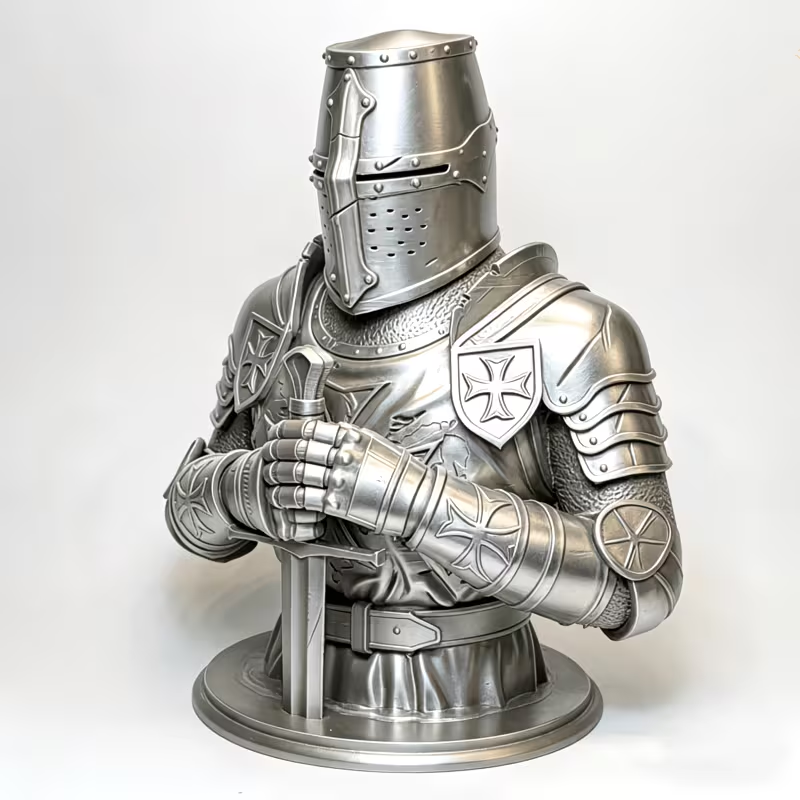 Home Decor Medieval - Gevechtsgewonde Kruisvaarder Bewaker, Stoïcijnse Tempeliers Ridder