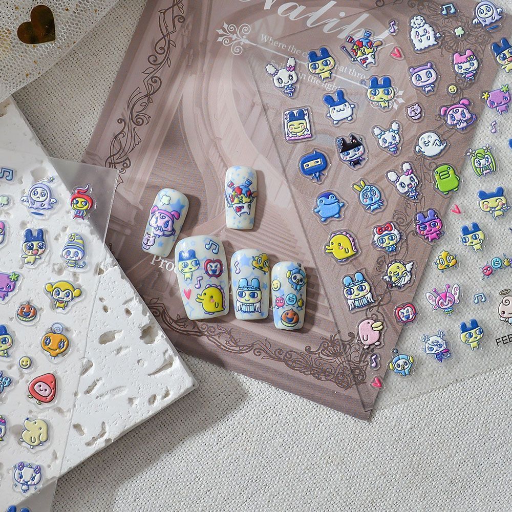Home Decor Sticker - Tamagotchi Cartoon 3D Reliëf Nagelkunst Stickers