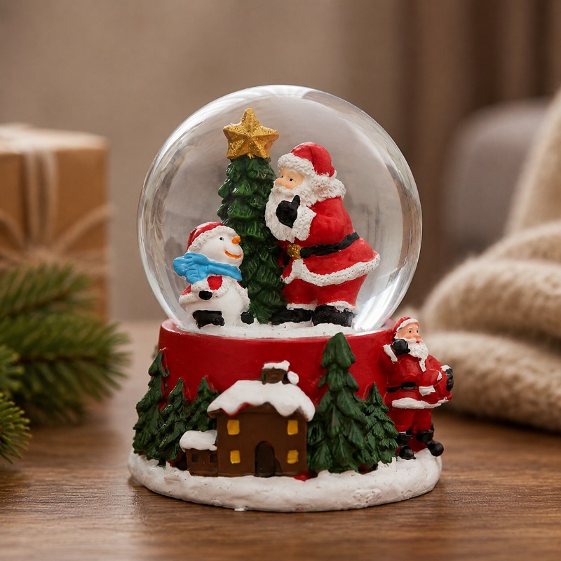 Home Decor Xmas Gifts - Niet-lichtgevende Kerstman Sneeuwbol Kerstdecoratie Mini Kristallen
