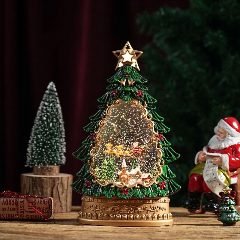 Home Decor Xmas Tree - Sneeuwbol Muziekdoos Kerst Santa Boom Decoratie