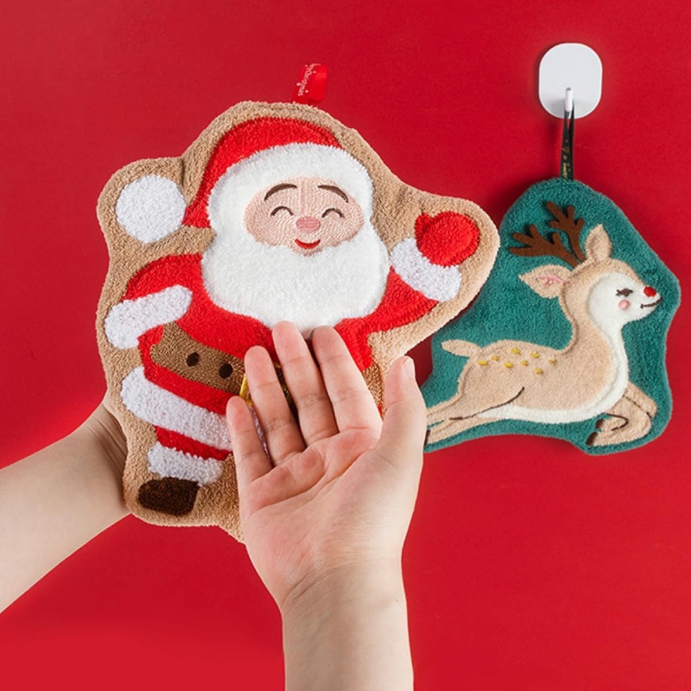 Home Decor Xmas Tree - Kerstvormige hangende handdoeken, koraalvlies snel drogende