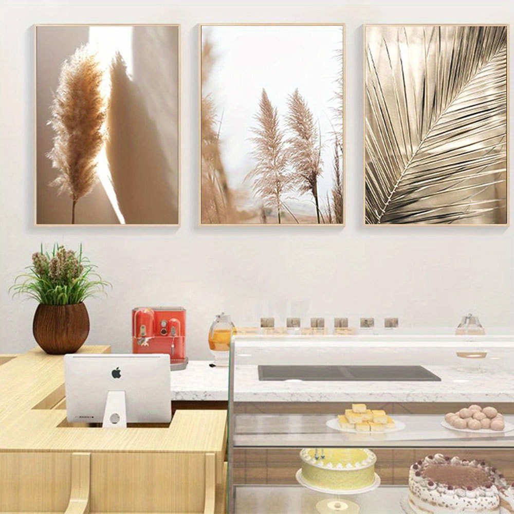 Pampas Grass Decor - 2D Platte 3-delige Ongelijst Set Premium