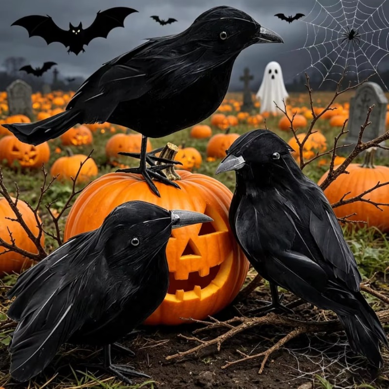 Home Decor Com - 1PC Zwarte Kraai Halloween Decoratie Realistisch