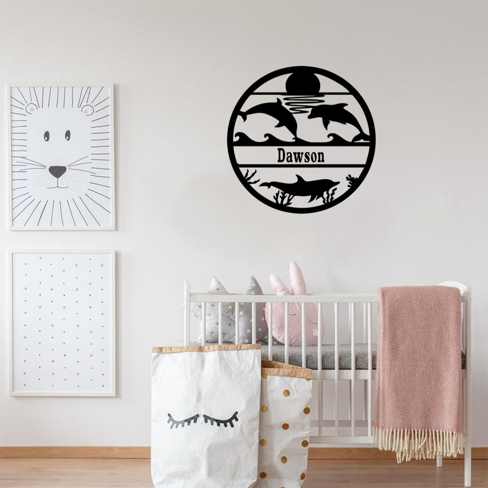 Home Decor Sticker - 1 ST NIEUWE Dolfijn Aanpasbare Naam