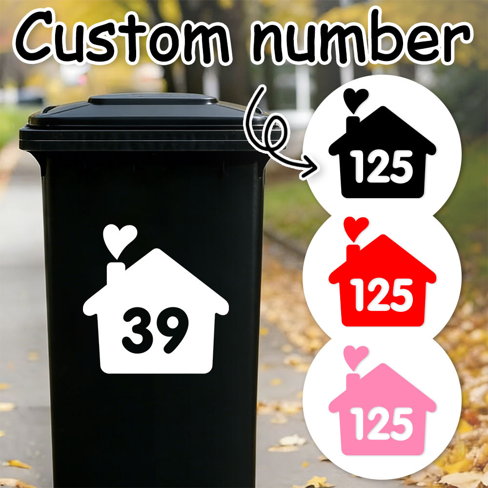Home Decor Sticker - 1PC/3PCS Aangepaste huisnummerstickers Waterdicht huis Hartpatroon