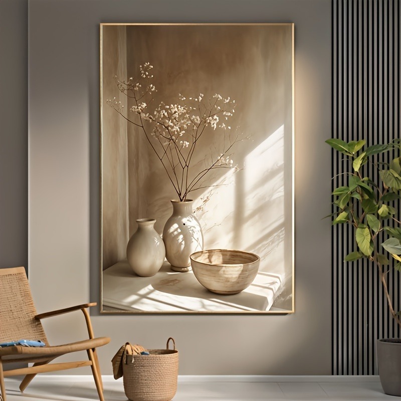 Home Decor Vase With Flowers - Art Deco Retro Bloemenvaas Canvas Wall