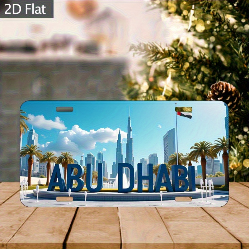 Home Decor Uae - Aluminium schilderij vintage Abu Dhabi kentekenplaat