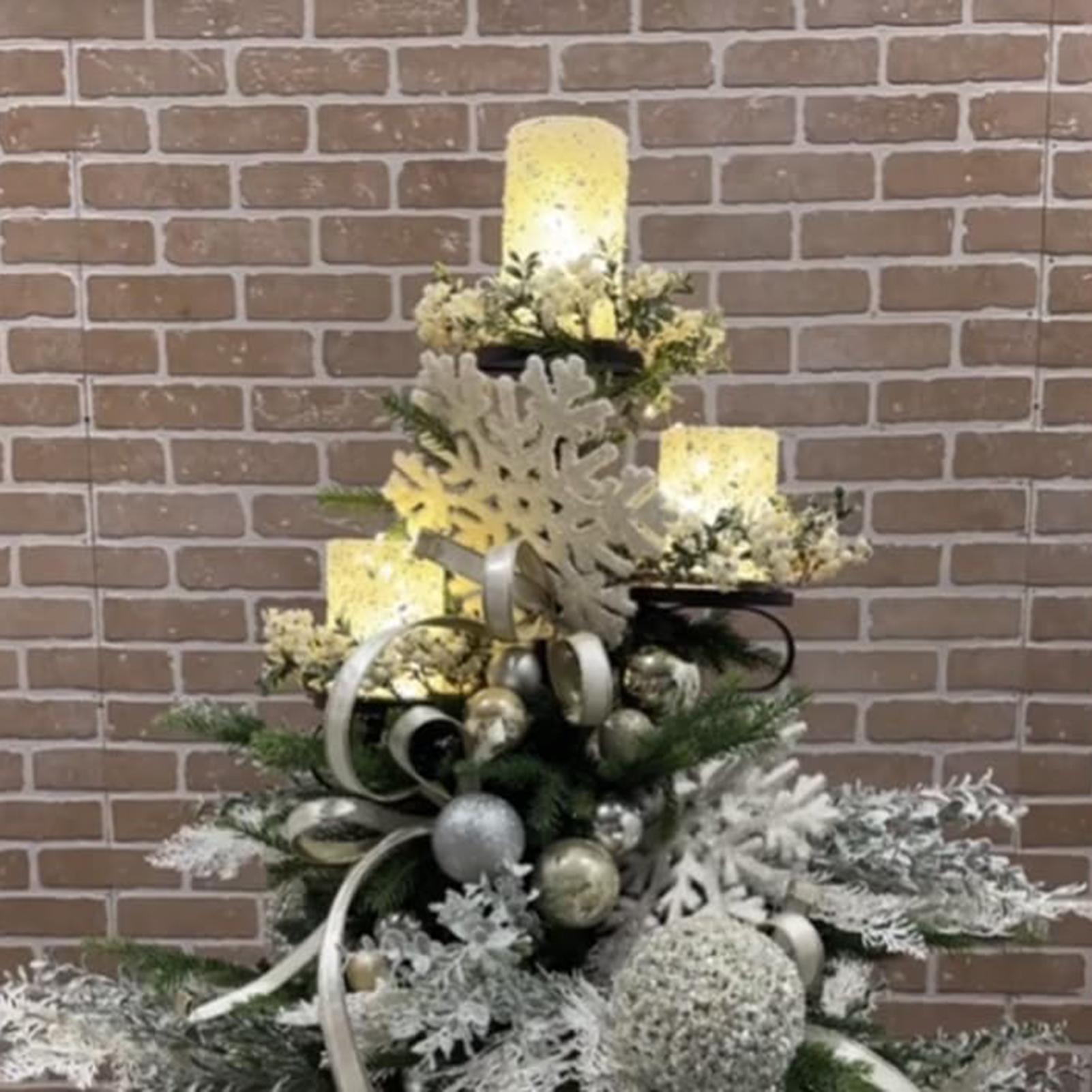 Home Decor Xmas Tree - Metaal Zwart Triple Tree Topper Kandelaar