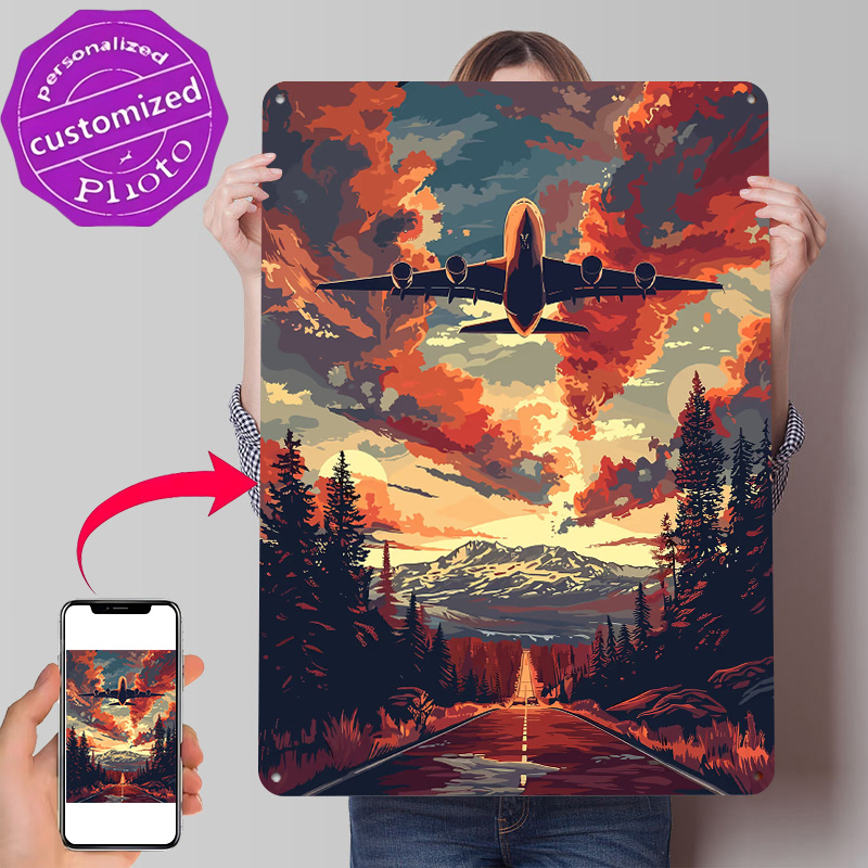 Home Decor Vector - A380 Vliegtuig Sky Vector Art Metal