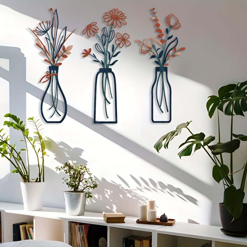 3 grote bloemige wandkunstscul - Home Decor Vase With Flowers recensie en prijs