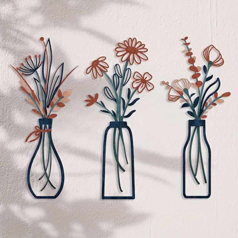 3 grote bloemige wandkunstscul - Home Decor Vase With Flowers recensie en prijs