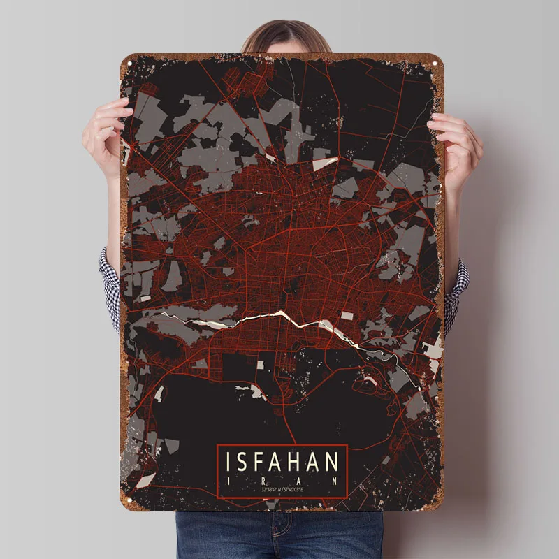 Isfahan stadskaart Iran vector - Home Decor Vector recensie en prijs