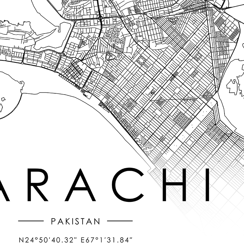 Karachi Stad Kaart Poster Isla - Home Decor Karachi recensie en prijs