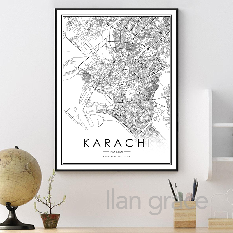 Karachi Stad Kaart Poster Isla - Home Decor Karachi recensie en prijs