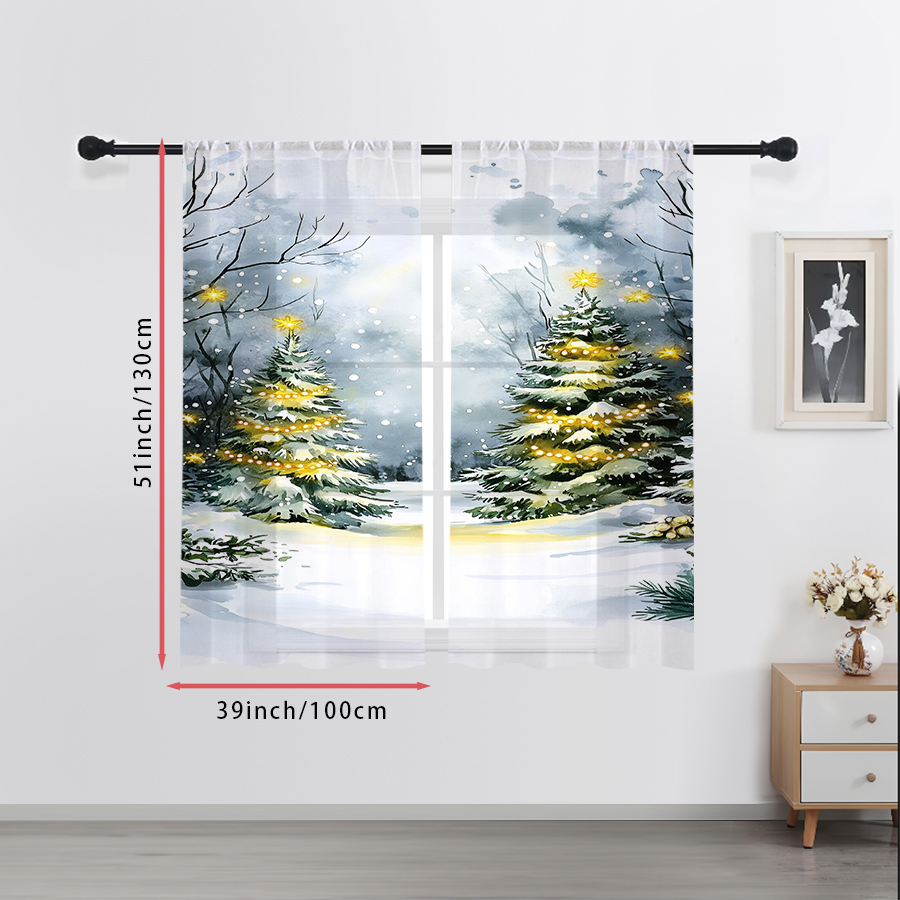 2 stuks transparante gordijnen - Home Decor Xmas Tree recensie en prijs
