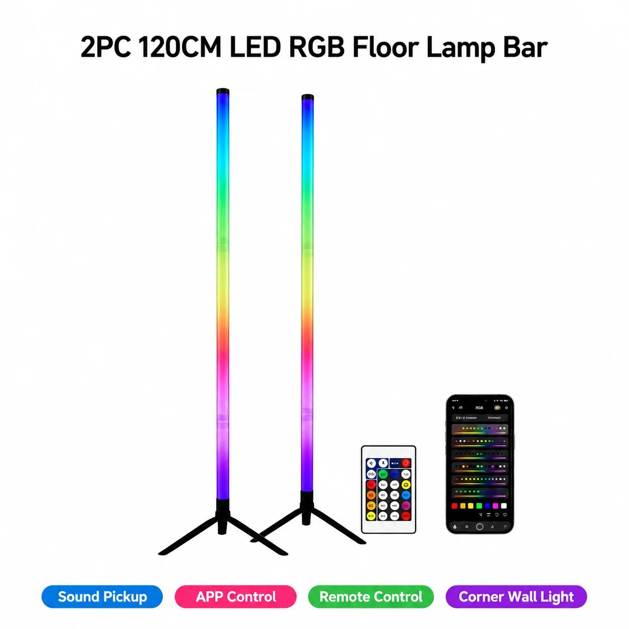 2 stuks 120CM RGB vloerlamp, g - Home Decor Lamp recensie en prijs