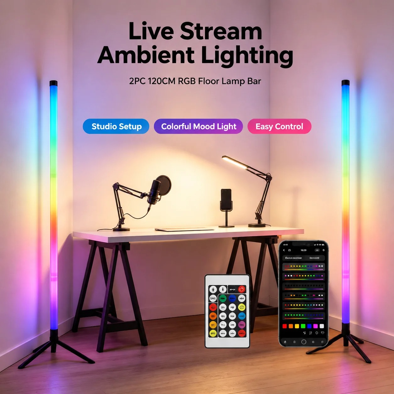 2 stuks 120CM RGB vloerlamp, g - Home Decor Lamp recensie en prijs