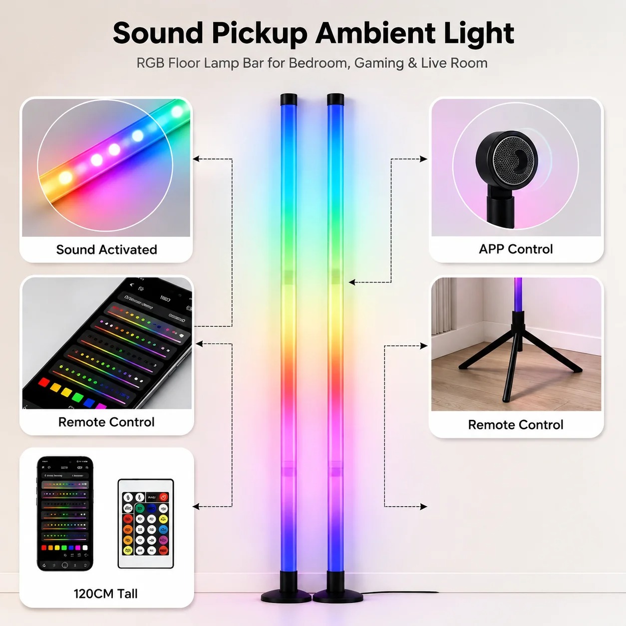 2 stuks 120CM RGB vloerlamp, g - Home Decor Lamp recensie en prijs