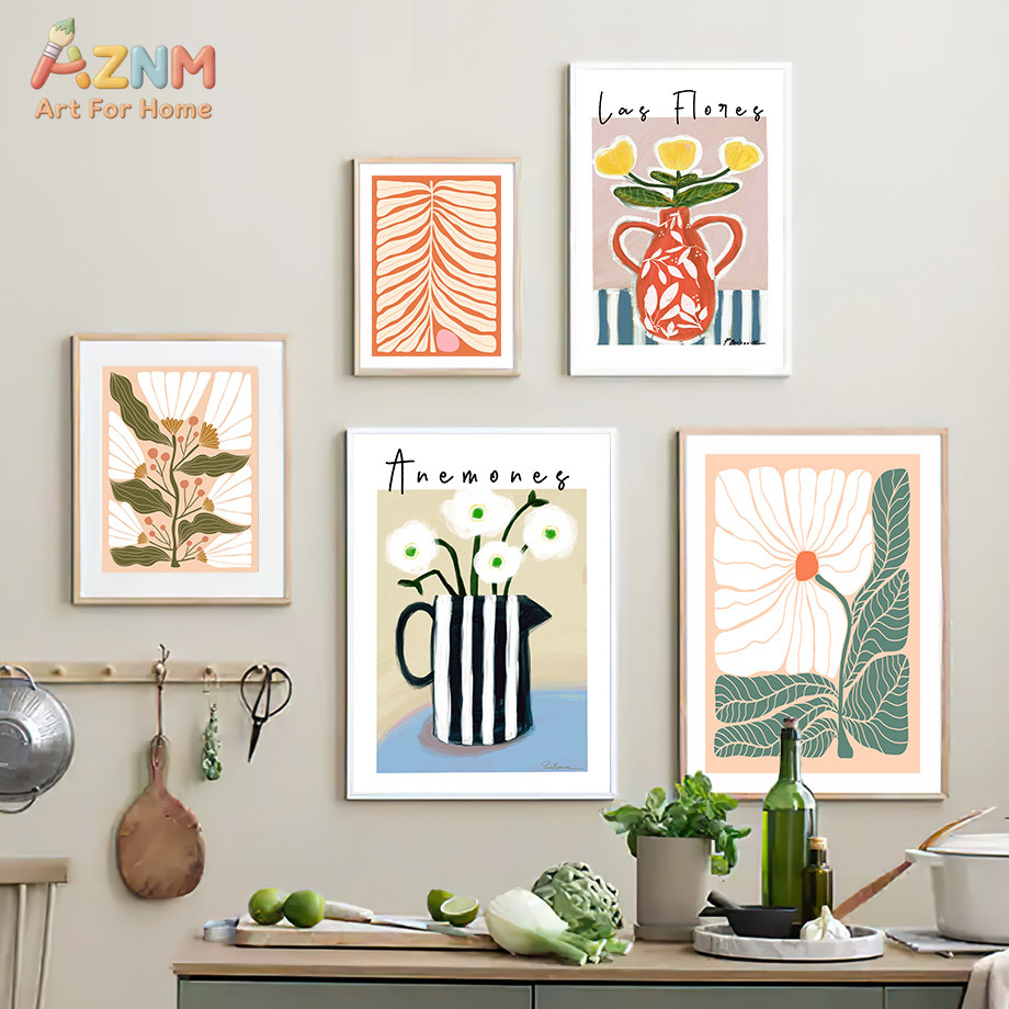 AZNM Boho Bloemen Canvas Wandk - Home Decor Vase With Flowers recensie en prijs