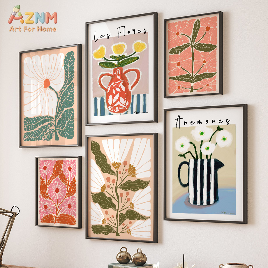 AZNM Boho Bloemen Canvas Wandk - Home Decor Vase With Flowers recensie en prijs