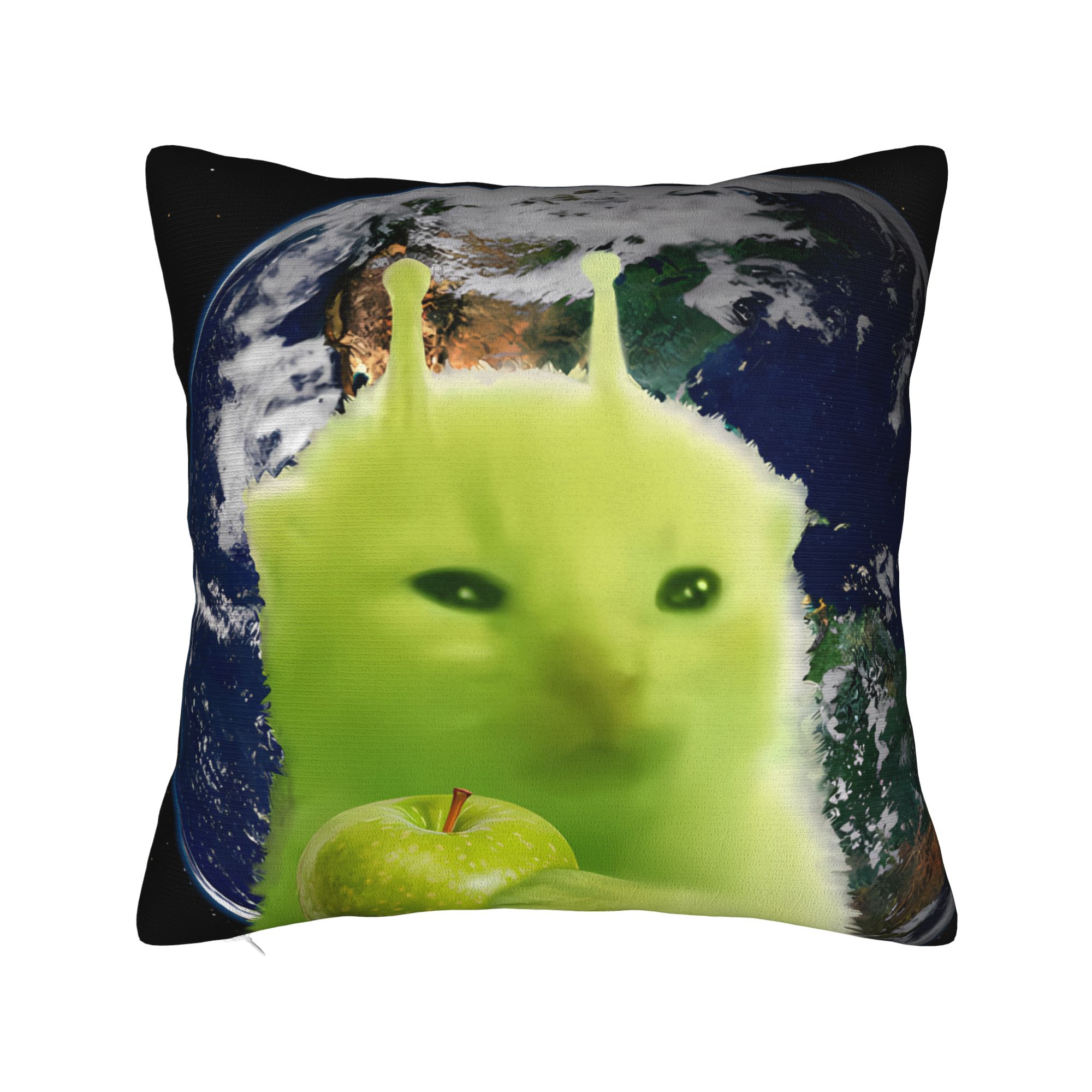 Groene Alien Cat Meme Kussensl - Home Decor Design Ideas recensie en prijs