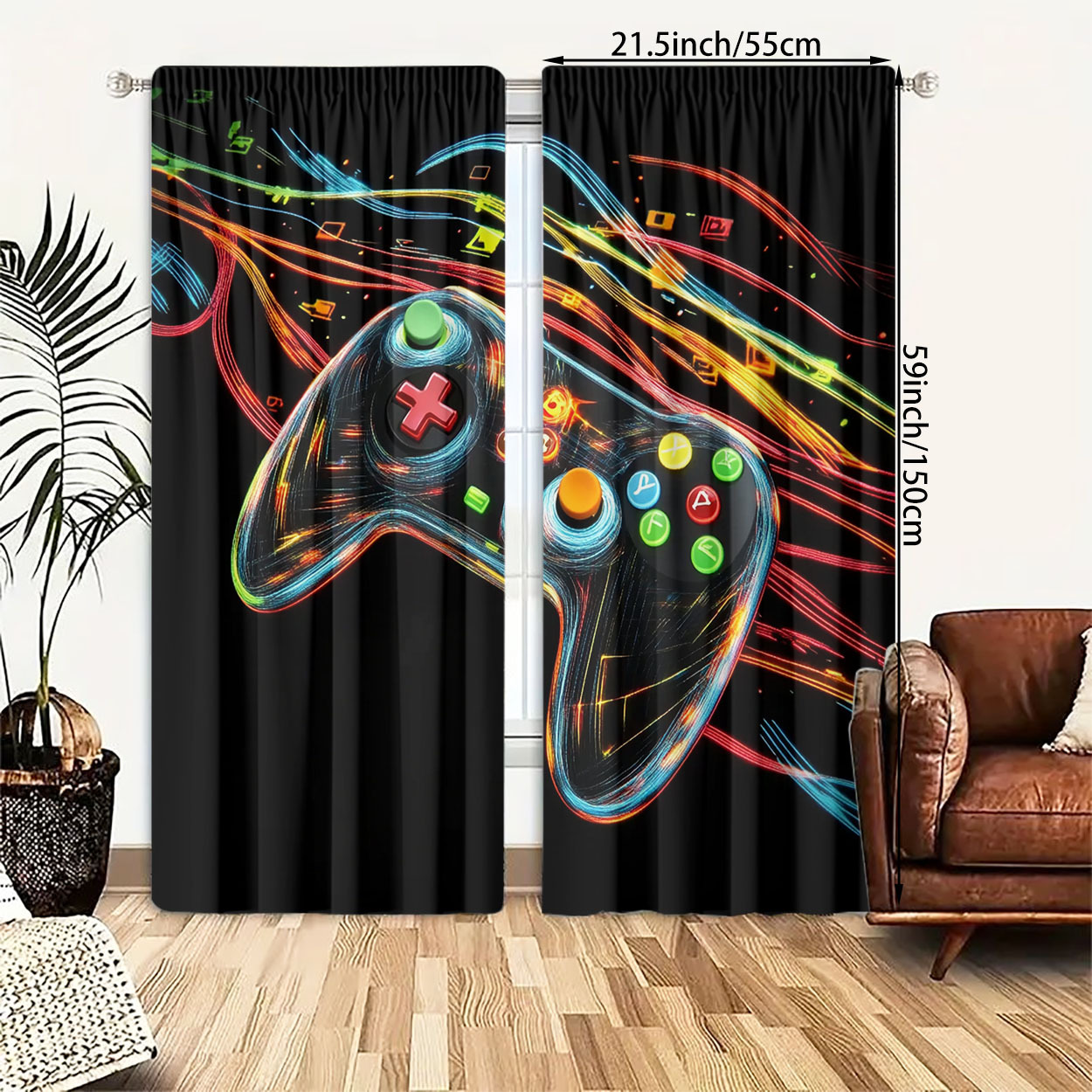 Neon Gaming Controller Gordijn - Home Decor Youtube Videos recensie en prijs